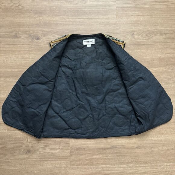 Vintage Carol Horn Workshop Beaded Elephant Vest Black Velvet M-L Festival Boho - Picture 9 of 11